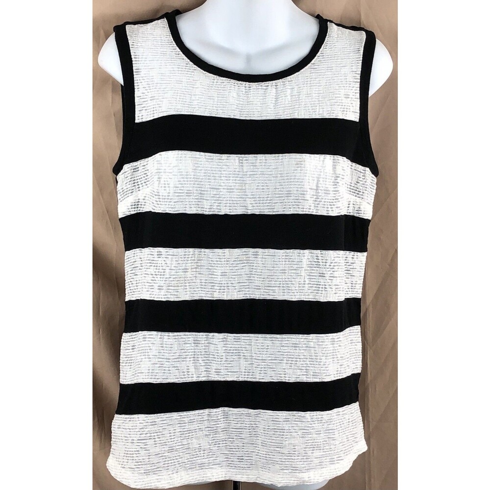 Whitehouse Black Market Sleeveless Tank Top M Gauzy Stripe colorblock Y2K Summer